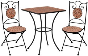 Ciemnopomarańczowy 3-cz. mozaikowy zestaw mebli R6-T39