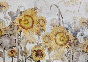 Obraz - Słoneczniki na ścianie (70x50 cm)