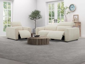 Kanapa 3-osobowa i fotel z elektryczną funkcją relax i beżową tapicerką - LAGUNDI