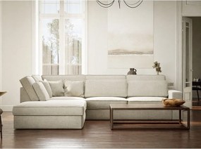 Szarobeżowy narożnik z tkaniny szenilowej (lewostronny/w kształcie litery L) Kirou – Maison de Rêve