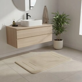 Dywanik Łazienkowy beżowy 50x80 cm Dekoracyjny gumowy spód Antypoślizgowy