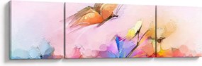 Obraz - Motyl nad kwiatem, abstrakcja (170x50 cm)