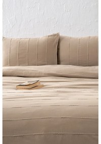 Beżowy bawełniany zestaw narzuty na łóżko i poszewki na poduszkę 210x220 cm Sedef – Mijolnir
