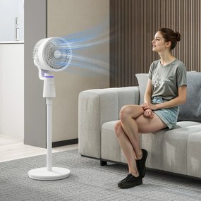 HOMCOM Wentylator stojący cyrkulator powietrza z 3 prędkościami, pilotem, timerem i oscylacją 70°+90° | Aosom PL