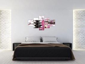 Obraz kamieni do masażu i storczyków (125x70 cm)