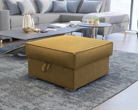 Musztardowy taboret SMART COSARO z miejscem do przechowywania 65x65 cm