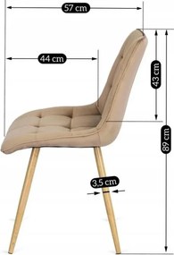 Krzesło Tapicerowane do Salonu RODRI Beżowe Welurowe Nowoczesne