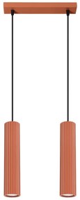 Lampa wisząca KARBON 2 ochra czerwona ryflowana SOLLUX  LIGHTING