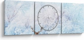 Obraz majestatycznego jelenia (z zegarem) (90x30 cm)