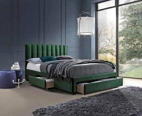 Podwójne łóżko z szufladami zielone E2-D90
