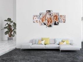 Obraz - Zamarznięte liście (125x70 cm)