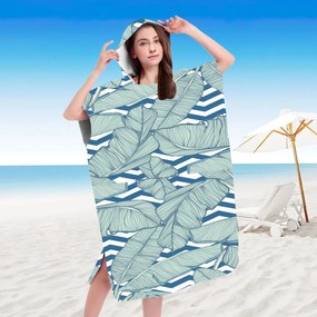 Ponczo plażowe NAVARI niebieskie 80x145 cm