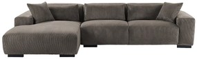 Kanapa narożna lewa welurowy z sztruksowego materiału w kolorze taupe OVENTINO od Maison Céphy