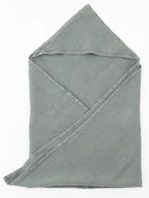 Dziecięcy niebieski ręcznik z kapturem Linen Tales Waffle, 70x70 cm