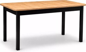 Elegancki rozkładany stół Drimeno 160-228x90 blat z płyty laminowanej w kolorze białym / dąb artisan + czarny