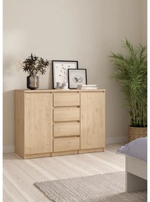 Komoda w dekorze dębu w naturalnym kolorze 121x91x50 cm Naia – Tvilum