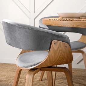 Krzesło Tapicerowane z Drewna Giętego GARY Dąb Złoty/Szare Nowoczesne Loft