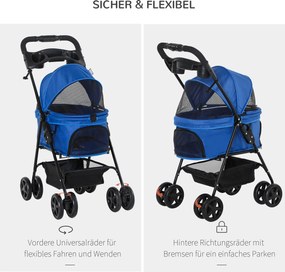 Outsunny Wózek dla Psa Kota Składany Niebieski Oxford do 15kg | Aosom PL