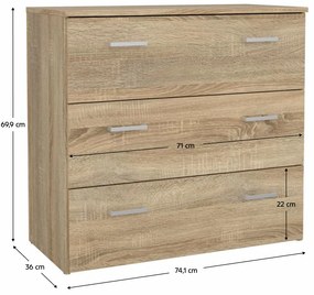 Komoda GARBO 3, dąb sonoma