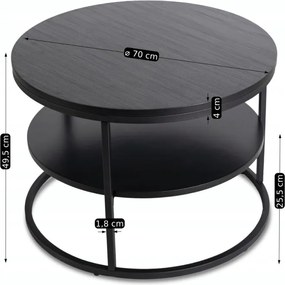 Stolik Kawowy z Półką BEST 70 cm Czarny Nowoczesny