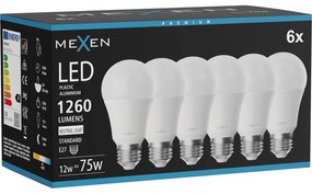 Mexen Nova 6x żarówka LED E27, A60, 12W, Neutralna - 4000K, 1260 lm - L100-E27-1240-01x06