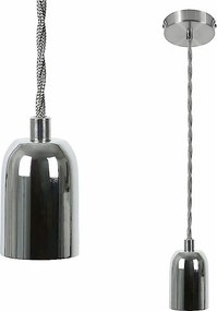 NETTLIFE Srebrna metalowa lampa wisząca o średnicy 10 cm, gniazdo E27, styl vintage, z 1,3-metrowym kablem Edison Industrial, z mocowaniem sufitowym