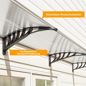 Outsunny Osłona przeciwsłoneczna i przeciwdeszczowa z uchwytem ściennym 295x90cm Elegancka biel | Aosom PL