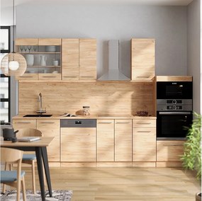 Zabudowa kuchenna złoty dąb energetyczny 300x46x81.6 fame-line