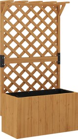 Outsunny Wysoki grządek z trejażem, skrzynia na kwiaty z drewna świerkowego 64 x 33 x 122 cm, kolor naturalny