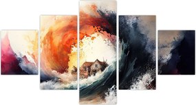 Obraz - W wirze powodzi, akwarela (125x70 cm)