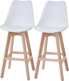 Stołek barowy Vaasa T501 (zestaw 2 szt.),  biały, siedzisko imitacja skóry biały, jasne nogi