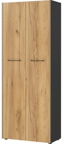 Antracytowo-naturalna szafa w dekorze dębu 75x196x40 cm Podium – Germania