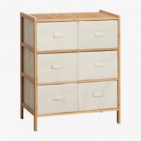 Podwójna Komoda 65x35 Cm Z Bambusa Nafan Biały - Brąz Drewna - Sklum