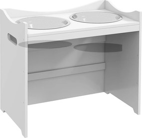 PawHut Stacja żywieniowa dla psów, 2 miski ze stali nierdzewnej, regulowana wysokość, 54x31,5x47cm, Biały