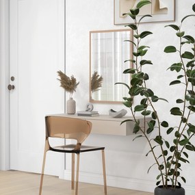 HOMCOM Lusterko ścienne, 50 x 70 cm, ramka w optyce drewna, łatwy montaż, w zestawie śruby