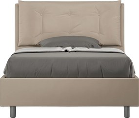Łóżko bez stelaża tapicerowane 120x190 sztucznej skóry szaro-beżowy Annalisa Large