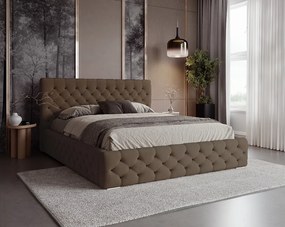 BESILIO Łóżko pikowane 120x200 Chester - łóżko z pojemnikiem chesterfiled - Brązowy