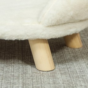 PawHut Łóżko dla psa kota z odpinanym pokrowcem Miękkie wygodne legowisko kremowo białe 47x47x20cm | Aosom PL