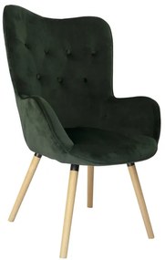Ciemnozielony aksamitny fotel COZY