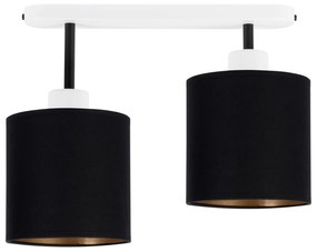 Lampa sufitowa biała dwupunktowy spot z czarnymi abażurami C-3306WE-SC