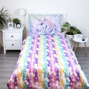 Bawełniana pościel dziecięca jednoosobowa 140x200 cm Unicorn "Pastel Rainbow" – Jerry Fabrics