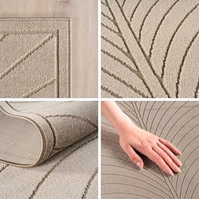 Dywan uniwersalny Nova 3D Liść beżowy koło 80 cm x 80 cm