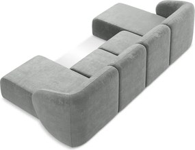 Szary narożnik z tkaniny szenilowej (w kształcie litery U) Lani – Makamii