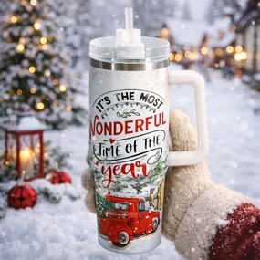 Świąteczny kubek termiczny Merry Christmas 1,2 l, biały