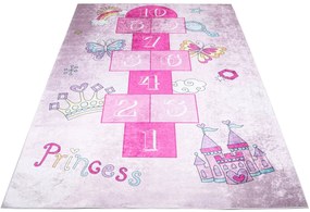 Różowy dywan dziecięcy z grą w klasy dla dziewczynki G0-E47