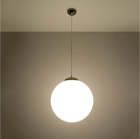 Lampy wiszące minimalistyczny Stera, stal/szkło - 1 źródło światła 3000K - L.40 x H.130 cm - biały/złoty