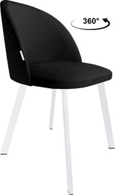 Krzesło Colin na metalowych nogach – nowoczesne i tapicerowane : Kolor nogi - Biały profil, Kolor tkaniny - VELVET - MG19, Typ siedziska - Siedzisko obrotowe 360°