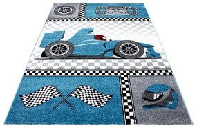 Dywan dziecięcy Kids Wyścigi niebieski 160 cm x 230 cm