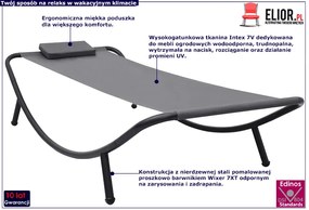 Szary pojedynczy leżak na balkon - Pafos 4X