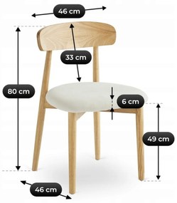 Krzesło Tapicerowane Drewniane ALVIN Dąb/Beż Nowoczesne